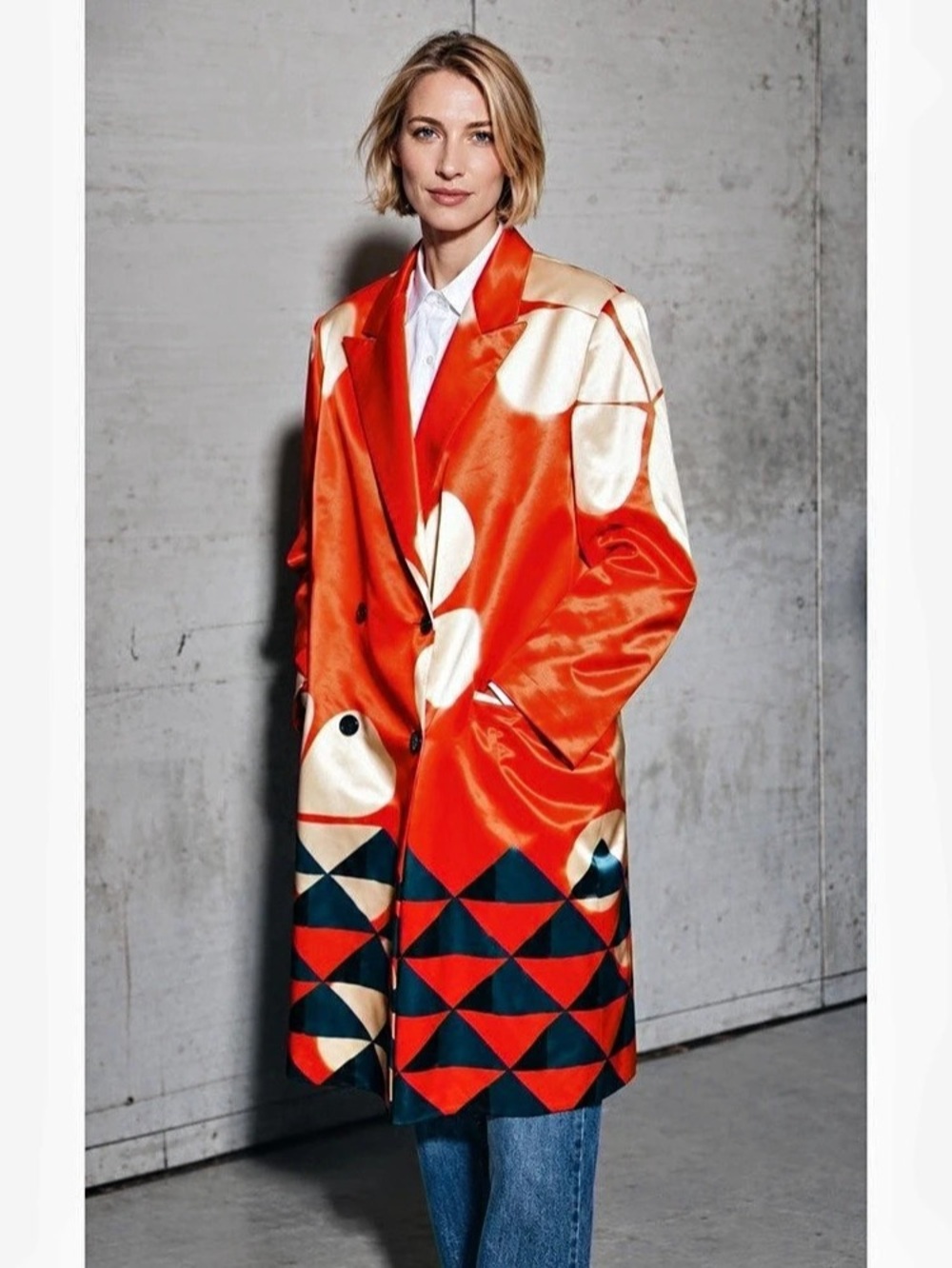 Dries Van Noten Printed Double-Breasted Coat